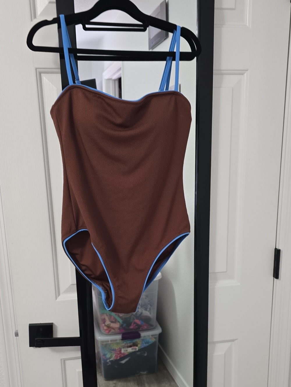 Brown One-Piece Swimsuit with Blue Trim Shade And Shore Sz Lg Nwt